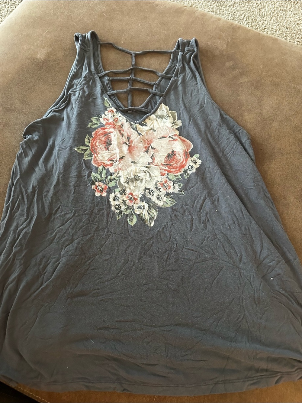 torrid Charcoal Floral Lattice-Back Tank
